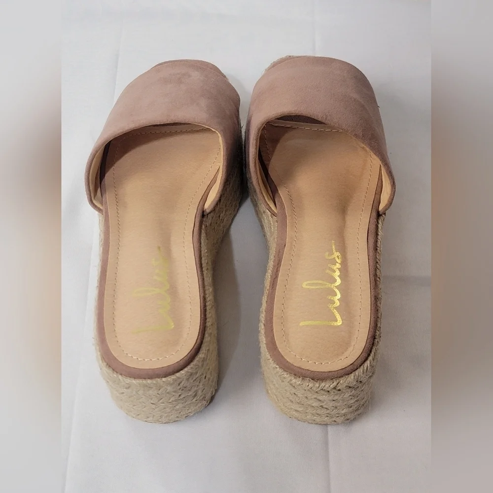 Lulus Exclusive O'Ahu 2 Mauve Suede Espadrille Platforms Womens Size 7.5 New